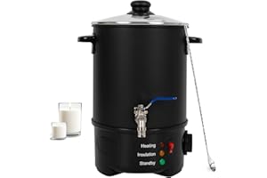 LIROPAU Fundidor de Cera para Hacer Velas, 6 L Olla Eléctrica Para Derretir Velas, Fundidor De Cera Velas con Boquilla Vertedora y Control de Temperatura, Kit de Fabricación para Velas, Fácil de Verter