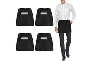 umboom 4 Pezzi Grembiuli da Cameriera, Corto Grembiule con 3 Tasche per Chef Lavoro Caffè Ristorante Bistrot Giardino Bar