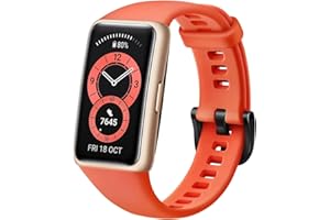 ‎HUAWEI HUAWEI Band 6, wyświetlacz OLED o przekątnej 6,147 cala Full View, 96 trybów treningowych, czas pracy baterii do 2 tygodni, proaktywny monitor zdrowia, 5ATM, czujnik SpO2, pomiar tętna, pomarańczowy