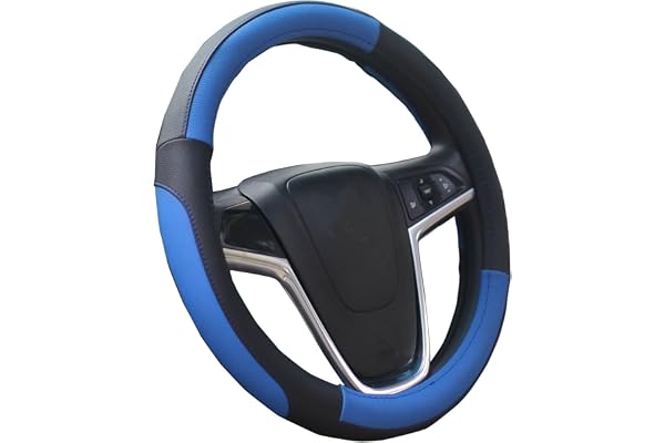 Mayco Bell 38cm Couvre-Volants Voiture Caches de Volant Confort Durabilité Sécurité (Noir Bleu)