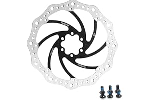 Yongness Rotor de frein à disque de vélo standard à 6 trous 180 mm acier inoxydable, avec 6 boulons, pour vélo de route, vélo de montagne, disque de frein vélo Pièces de rechange (R6 Noir)