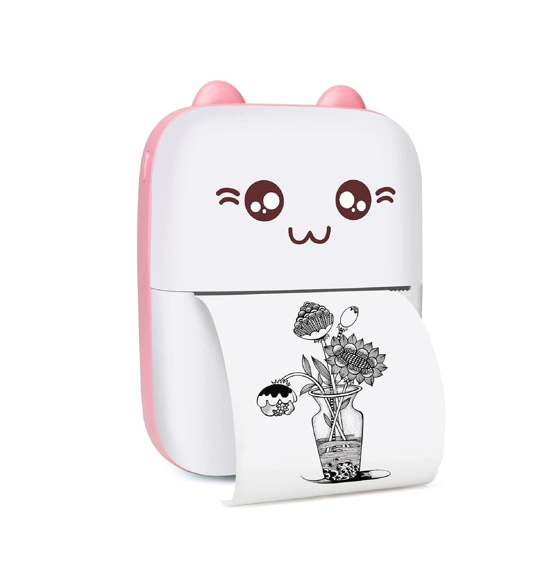 TR Tinsrom Mini Bluetooth Thermal Printer, Portable Label Printer Inkfree Printer for Android & iOS System, Black on White Th