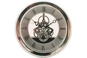 DEEWISH Movimento,Orologio da Scheletro Trasparente Inserti da Incasso Orologio da Tavolo al Quarzo con Orologio Orologio da Tavolo in Stile Europeo di Alta qualità (Diametro 103mm, Argento)
