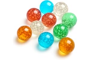 ARSUK 10pcs Large Handmade Flowerish Style Glow in The Dark Punktierte Glasmurmeln, Schutz vor Beschädigungen, Sportspielzeug & Outdoor (10 Stück im Dunkeln leuchtende Murmeln)