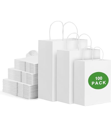 10x Weiße Papiertüten Mit Seilgriffen, 32x22x28 Cm – Stark, Mit Quadratischem Boden, Für Geschenke, Einzelhandel & Events