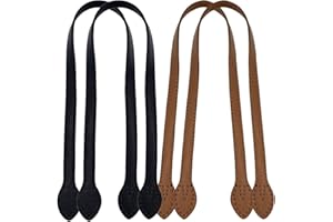 INTVN 4 Piezas Correas de Manijas de Cuero,Asas Para Bolsos,Bolsos de Mano Reemplazo de Correa de Bolso de Hombro,para Bolsos Suministros de Fabricación(Negro + marrón)