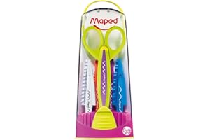 Maped - Tijeras para Niños - Estuche con 1 Montura de Tijeras para Recortes Creativos - Incluye 5 Juegos de Cuchillas Intercambiables - Tijeras Infantiles para Crear Divertidas Formas