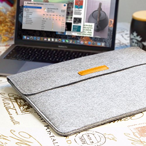 Inateck Filz Sleeve Laptop Schutzhülle, umweltfreundliche Notebook Schutztasche für neues MacBook Pro 2016 15 Zoll mit Touch Bar und Touch ID (Model A1707), Grau - 6