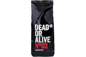 DEAD OR ALIVE Espresso No3 – mocne ziarna espresso 1kg – 100% Robusta – ziarna kawy do ekspresu do kawy i ekspresu do kawy – całe ziarna z dużą ilością kofeiny z Włoch – Coffee Beans