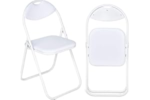 Nyxi Folding Chair Padded Paris Faux Leather Home Office Dining (1 X Chair, White)