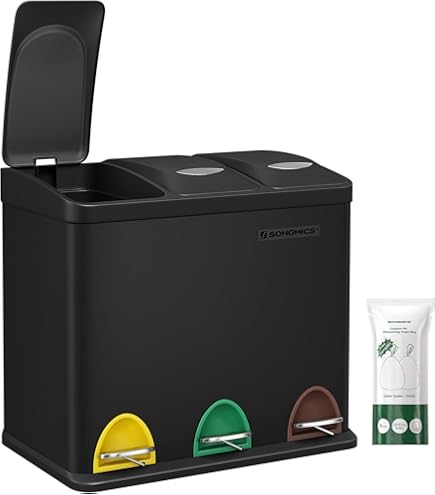 Denox - Recycleset van 3 gesloten plastic afvalcontainers, totale