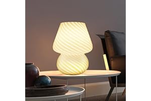 MLOQI Mushroom Table Lamp for Living Room Small Table Lamp for Bedroom Glass Cute Lamp with a 3 Color Bulb, Mushroom Night Light Aesthetic Room Decor Nightstand Lamp