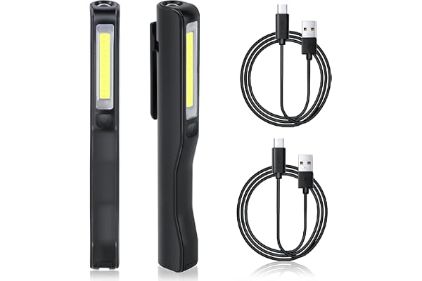 Flintronic Lampe de Travail, Rechargeable COB Baladeuse LED Ultra Lumineuse avec Clip Magnétique, Lampe de poche 3W USB, Camping Lampe,Lampe d'inspection pour Garage, Camping, d'Urgence, etc