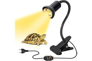 LAKONEI Lampada Riscaldante Tartarughe Lampada Tartarughe Acqua UVB Lampada Riscaldante Rettile con Interruttore Dimmerabile per Anfibi Lucertola, Drago Barbuto, Senza lampadina (1 Pezzi - Nero)