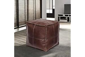Louis Donné Unfilled Footstool PU Faux Leather Footrest Durable Square Seat Pouf Stool Without Filling for Storage of Extra Clothes Home Organiser 45 x 45 x 45 cm (Dark Brown)