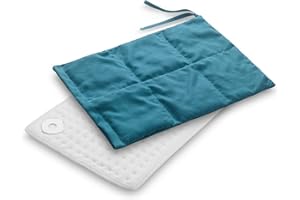 medisana HS 200 cuscino elettrico in pietra di ciliegio con 4 impostazioni di temperatura e spegnimento automatico per alleviare la tensione e il dolore, copertura in cotone 100%