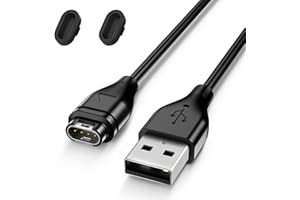 WANME Caricatore per Garmin Instinct/Instinct 2 2S 2X 3 / Solar/Solar Tactical, USB Caricabatterie Cavo per Ricarica Rapida per Garmin, con Tappo Antipolvere Della Porta di Ricarica, 1M-Nero