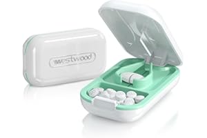 YIEZIO Diviseur de pilules pour petites comprimés, coupe-pilules, séparateur de pilules, petit, étanche et résistant à l'humidité, convient pour les bagages à main et les voyages (Blanc-1)