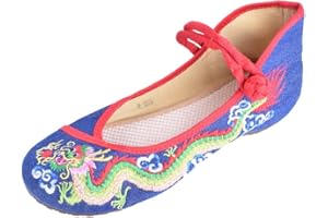 Lazutom Women Chinese Festival Embroidered Shoes Mary Jane Qipao Party Dress Shoes