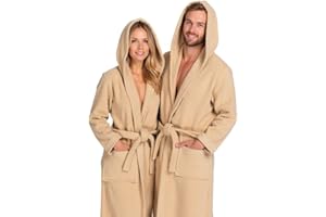 BOSKIMO Accappatoio unisex con cappuccio 100% cotone OEKO-TEX - Vestaglia per uomo e donna - Spugna americana 420 gsm - Morbido e molto assorbente