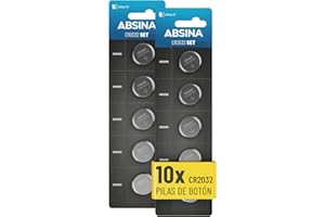 ABSINA 10x Pila CR2032 3V - Pilas 2032 Boton a Prueba de Fugas y duraderas - Pila 2032 Boton para Mando Coche y Mucho más - Piles CR2032, 2032 bateria, Pila Boton CR2032, CR2032 3V Lithium