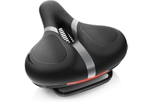 Rarapop Bicycle Seat Replacement, Bike Seat for Men and Women, Comfort Wide Bike Saddle Memory Foam Padded Soft Bike Seat Cushion Compatible with Peloton, Mountain, City Bikes, Exercise Bikes