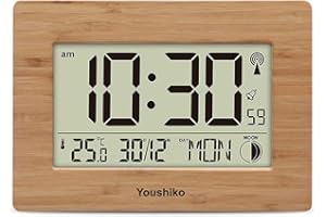 Youshiko Radio Controlled Wall Clock (Official UK Version) Large Screen LCD Silent Auto Set Up with Day Date Month