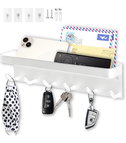 Porte-clés Mural Autocollant - 2 Pièces Avec 8 Crochets, Métal Noir, Sans Perçage, Pour Entrée Ou Salle De Bain