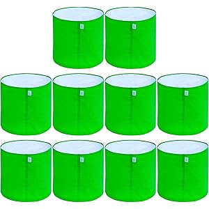 Anandi Green\'s HDPE UV-Protected 260 GSM Round Green Colour Plant Bags Suitable for Terrace and Vegetable Gardening 9X6 Inch Pack of 10
