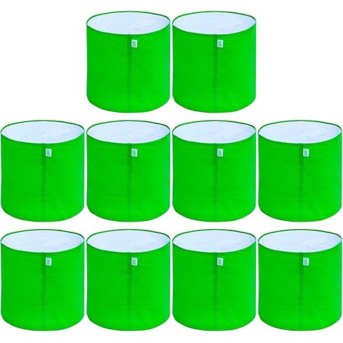 Anandi Green\'s HDPE UV-Protected 260 GSM Round Green Colour Plant Bags Suitable for Terrace and Vegetable Gardening 9X6 Inch Pack of 10