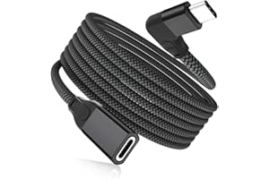 RUXELY Przedłużacz USB C 1 m, kąt typu C 3.1 Gen2 10 Gbps gniazdo na wtyczkę, wtyczka kątowa PD Power Delivery Thunderbolt 3 Extension Cable do Samsung Galaxy Z Flip Fold5, S24 S23 S22 A54