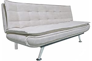 BRIGROS LA VOGLIA DI FARE WeHome - Divano letto tre posti in microfibra, dimensioni 196 * 80 * 90, 4 piedi cromati di 20cm, altezza seduta 41cm (Beige)