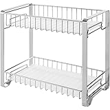 SONGMICS Gewürzregal mit 2 Ebenen, Küchenregal aus Metall, mit Kunststoffplatten, rutschfeste Füße, leicht zu montieren, für 