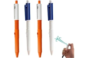 fufupaw 4 Stück Prank Water Gun, Wasserpistolen Stift,Lustige Stifte Für Kinder，2-In-1 Wasserspeiender Beschreibbarer Stifte, Wasserkampf Spiel, Schulbedarf, Strandgar Freien(Weiße Farbe zufällig)