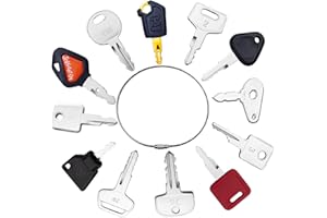 DHEISHA 12Pcs Construction Ignition Key Set, Universal Ignition Starter Switch Spare Keys for Agricultural and Excavator Truck Dumper Tractor Dozer Roller Bulldozer and more