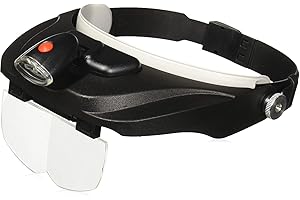 ‎CARSON Carson MagniVisor Deluxe Komfort Kopflupe mit abnehmbarer LED Lampe und Wechsellinsen (CP-60), Schwarz