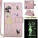 Produktbild Moto G5 Plus lederhülle ledercase,Motorola G5 Plus Luminous Leder Wallet Tasche Brieftasche Schutzhülle,Fanryn Schönes Mädchen und Katzen Muster Nacht Leuchtende Design Hochwertige PU Leder Flip Tasche Case Hülle im Bookstyle mit Standfunktion Kredit Kartenfächer für Motorola Moto G5 Plus (Rose Gold)