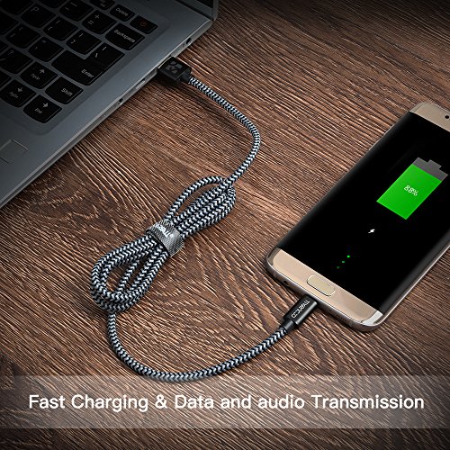 Micro USB Kabel Nylon[2-Pack] Coolreall USB Ladekabel für Samsung, HTC, Nexus, LG, Motorola, Sony, Android Smartphones und weitere,Schwarz(1m,1.8m) - 7