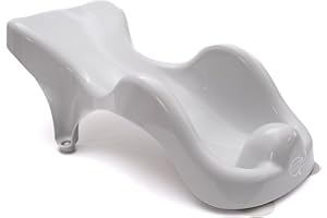 BabyDam WarmWave Baby Bath Support Seat - Suitable from Newborn - with Anti-Slip Suction Cups 0-6 Months - Grey