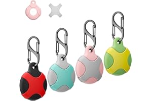 MEOKKAEBI Paquete de 4 Fundas de Silicona para Apple AirTag con Llavero, antiarañazos, Compatible con AirTags 2021 para Mascotas, Llaves, Equipaje, Mochilas