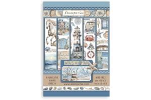 Stamperia - Washi Pad for Scrapbooking, Albums, Card Making, Bullet Journalling and More, Translucent, Easy to Cut, Acid Free, Perfect for Hobbies, Crafts and Gifting (Silent Sea) (A5) (8 Sheets)