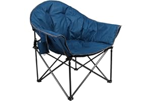 ALPHA CAMP Moon Chair Heavy Duty Camping Chair Up to 160 Kg Folding Camping Chairs for Adults with Cup Holder and Carry Bag, Dark Blue