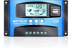 OOYCYOO MPPT 60A Regolatore di Carica Solare 12V 24V Auto, Regolatore di Carica 60A MPPT con LCD Display 2 porte USB Adatto, per pannelli solari 12V 24V al Piombo e Litio Batterie