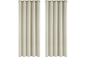 Deconovo Zasłona nieprzejrzysta zasłona zaciemniająca zasłona z oczkami nieprzejrzysta 229 x 168 cm kremowa zestaw 2 szt