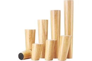 Qrity Gambe per Mobili Legno, Set di 4 Piedini in Legno di Quercia Affidabile per Divani, Comodini, Armadi, Piastra di Montaggio e Viti, 10CM