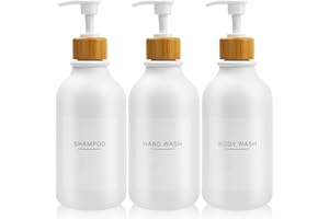 ESDALLINA 3 pcs 500ml Soap Dispenser with White Label Lotion Dispenser Made of PET Plastic Empty Bottle Suitable for Bathrooms (White)