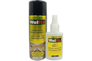 Wolfix Sekundenkleber extra starker Reparaturkleber mit Aktivator Spray für universelle Reperaturen mit hoher Haftfestigkeit Universal Cyanacrylat Kleber Set profi Alleskleber… (100g x 400 ml)