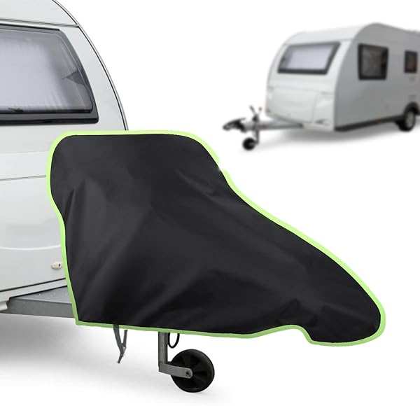 URAQT Tow Hitch Cover - Universal Waterproof Caravan Hitch Cover With Strap, Suitable for Campervan and Caravan (Black/Green) - 1