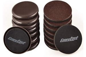 Ezprotekt Juego de 8 Almohadillas Deslizantes Móviles para Muebles de 3,5 Pulgadas y Almohadillas Deslizantes de Fieltro para Pisos de Madera Dura, 89 mm, 16 Unidades, Marrón Redondo