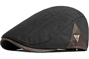 BIGOCO Uomo Berretto Coppola Piatto Baschi Irlandese,Classico Coppola Cotone Berretto,Berretto da Strillone Cappelli di Edera- Regolabile Flat cap